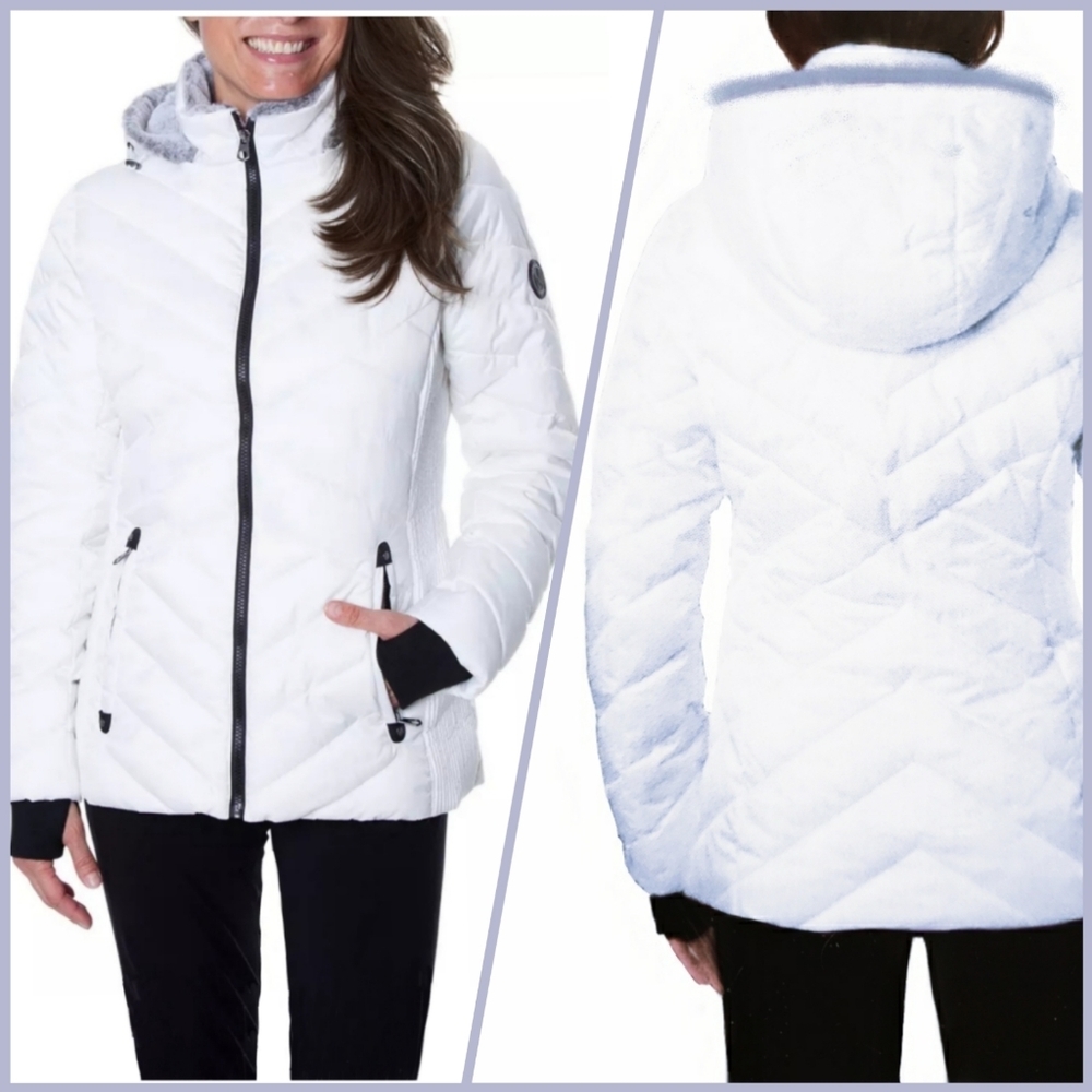 NWT Nautica White Puffer Jacket w/ Grey Fur Hood